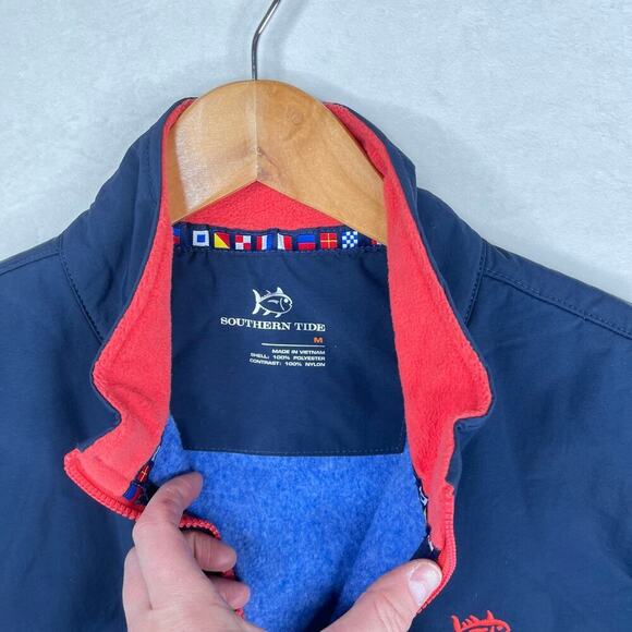 NWT Southern Tide Blue Brushed Fleece Full Zip Nylon Vest Men's Size Medium - Picture 6 of 7